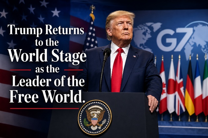 President Trump at the G7 podium &mdash; Trump Returns to the World Stage as the Leader of the Free World